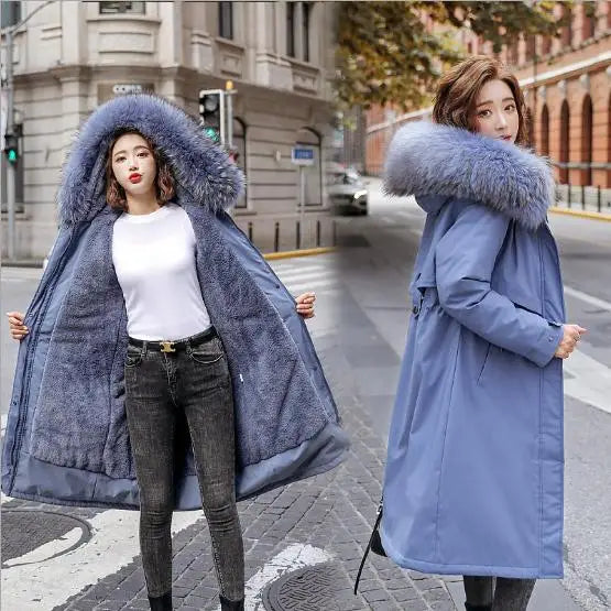 5 Colors Women Clothing Fall Winter Women Fur Coats Warm Long Coat for Women With Thickened Large Collar Female Winter Clothing Supplies