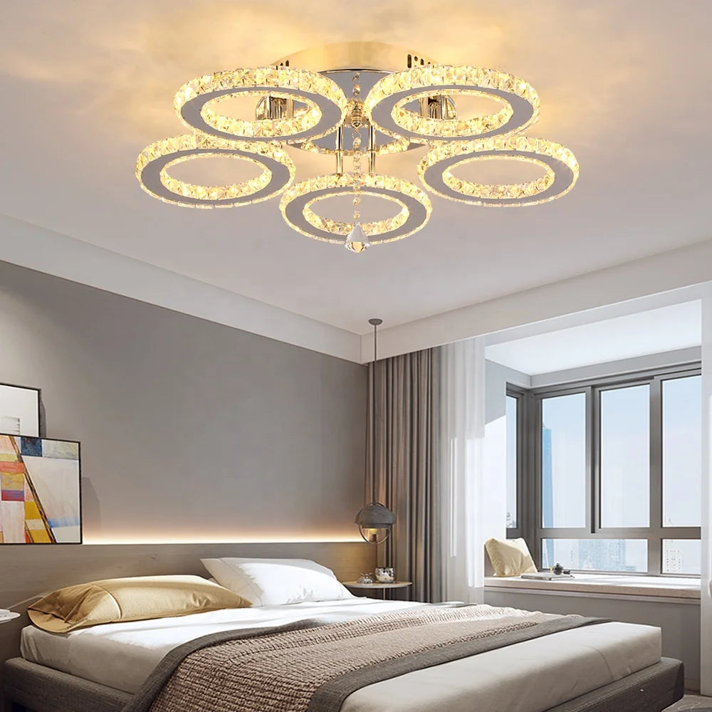 NEW Arrivals Home Living Room 3000K-6000K Color Changeable Crystal Lamp APP Remote Control Led Smart Ceiling Light
