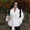 New Arrivals 5 Colors S-XL Women's Artificial Fox Fur Elegant Winter Warm Turn-Down Collar Down Filled Plain Dyed Woven  Plush Coat Outdoor Snow Boots Outerwear Jackets Ladies Winter Clothing Supplies