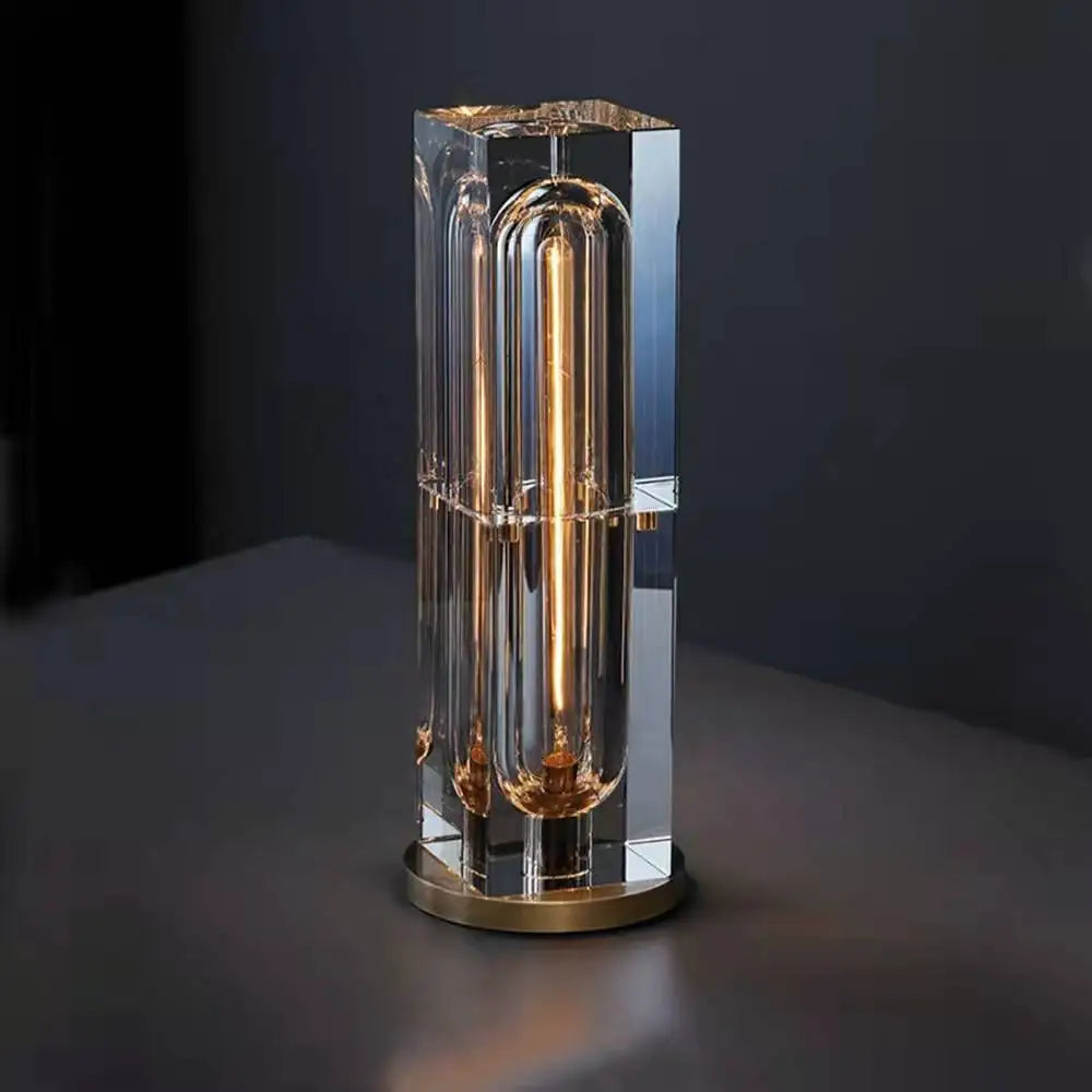 Italian Luxury All Copper K9 Crystal Table Light Rubik's Cube Creative Personality Study Art Decoration Brass Small Desk Lamp Home Bedroom Living Room Bedside Lampshades Lighting Accessories