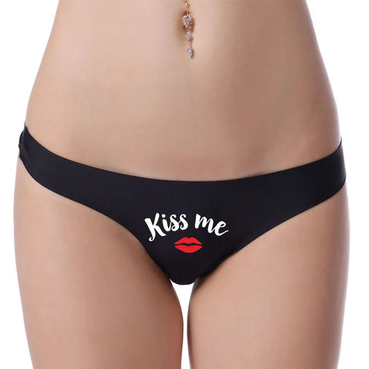 NEW Arrivals Red Lips KISS ME  Women's Panties Sexy Girl's Underwear Underpants Brief Female T-Back G-String Thongs for Ladies