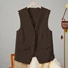 12 Colors S-3XL Plus Size Women's Spring and Autumn Suit Vest Waistcoat Cardigans Office Lady Sleeveless V-Neck Casual Loose Suit Vest Ladies Clothing Accessories