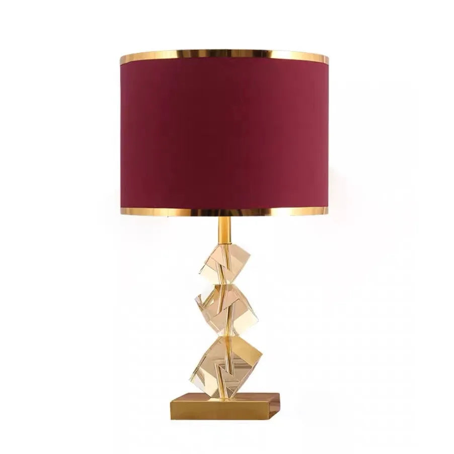 Gold/Red Color Home Villa Hotels Luxury Lampshade American Style Light Luxury Design Crystal Desk Light Modern Bedroom Bedside Living Room Art Decoration Crystal Table Lamp