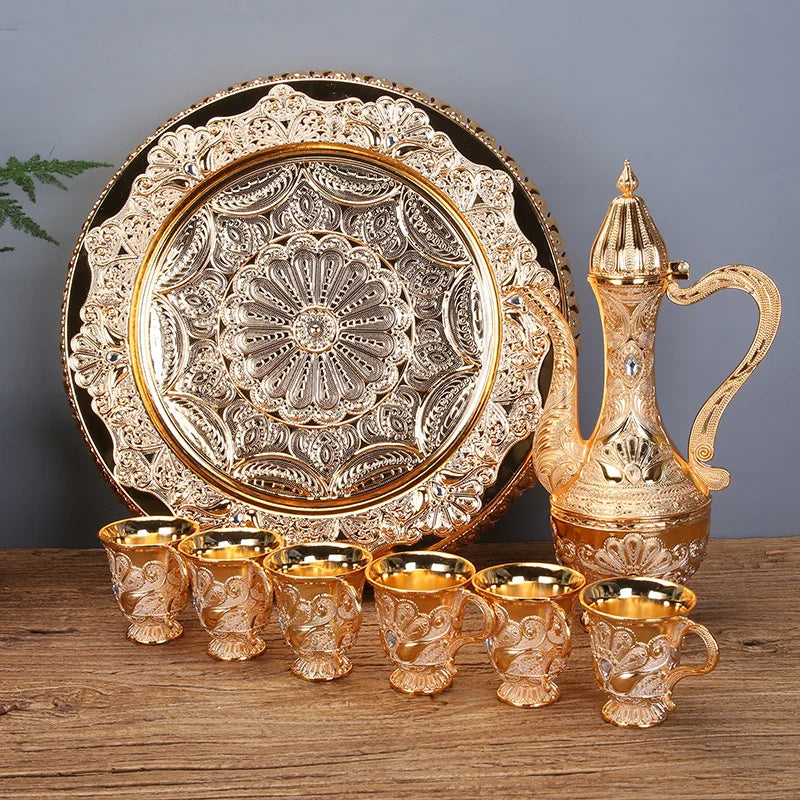 Gold And Silver Wine Glass Luxury Set Creative Home European Wine Zinc Alloy Set  Wine Jug Wine Divider High-End Retro Wine Jug Barware Supplies