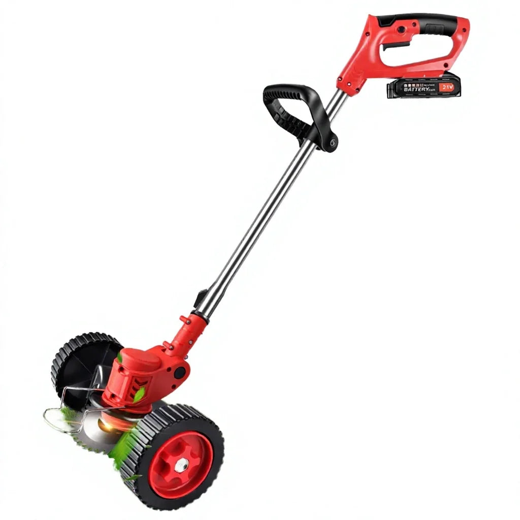 NEW Arrivals 21V 125cc Electric Lawn Mower 650W 30-60min Lithium Battery Rechargeable 18 Cutting Width Small Household Handheld with Wheels Weeding Cutter Home Gardening Supplies