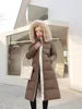 2025 Winter New Down Cotton Jacket Women's X-Long Faux Fur Collar Padded Jacket Thick Loose Large Size Jacket