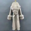 Boutique Gala HOT SALE 15 Colors Cashmere With Natural Real Fox Double Sided Sheep Wool Fur Coat With Real Fox Collar Winter Warm Custom Cashmere Outerwear Coat Evening Business Party Prom Celebrity Clothes