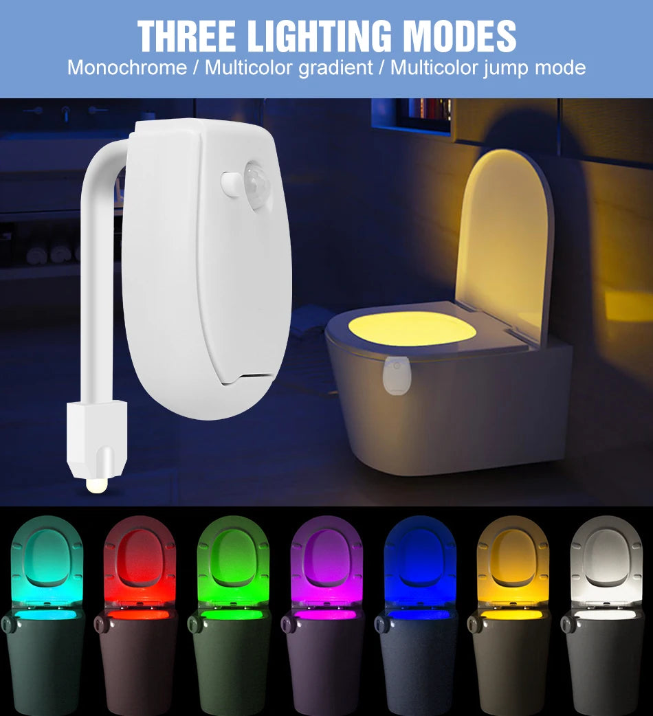 3 Modes Toilet Night Light Smart PIR Motion Sensor Toilet Seat Lamp Bathroom Waterproof Lighting Bulb RGB Toilet Lamp Led Luminaria Lamp
