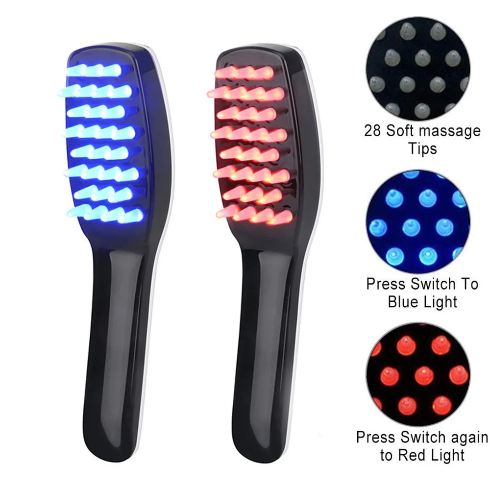 NEW Arrivals Electric Vibration Massage Comb Blue and Red Light Hair Growth Massage Hair Brush Anti Hair Loss Phototherapy Electric Combs Hair Care Supplies