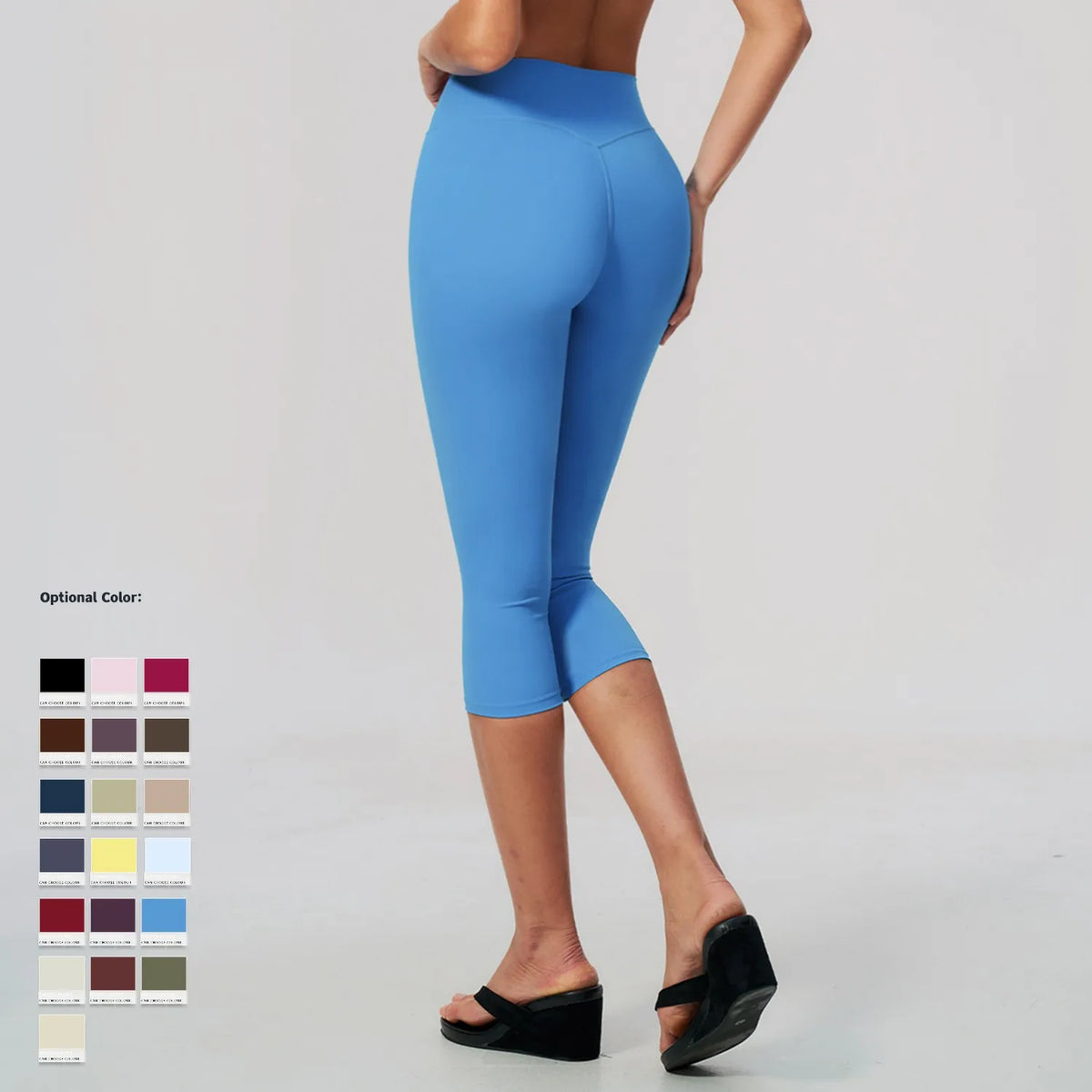 20 Colors S-XL Women's NEW  Brushed Yoga Capri Pants High Waist Elastic Waist Solid Slim Breathable Quick Dry Sweat-Wicking Knee  Outdoor Running Gym Fitness Women Sports Clothing