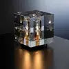Italian Luxury All Copper K9 Crystal Table Light Rubik's Cube Creative Personality Study Art Decoration Brass Small Desk Lamp Home Bedroom Living Room Bedside Lampshades Lighting Accessories
