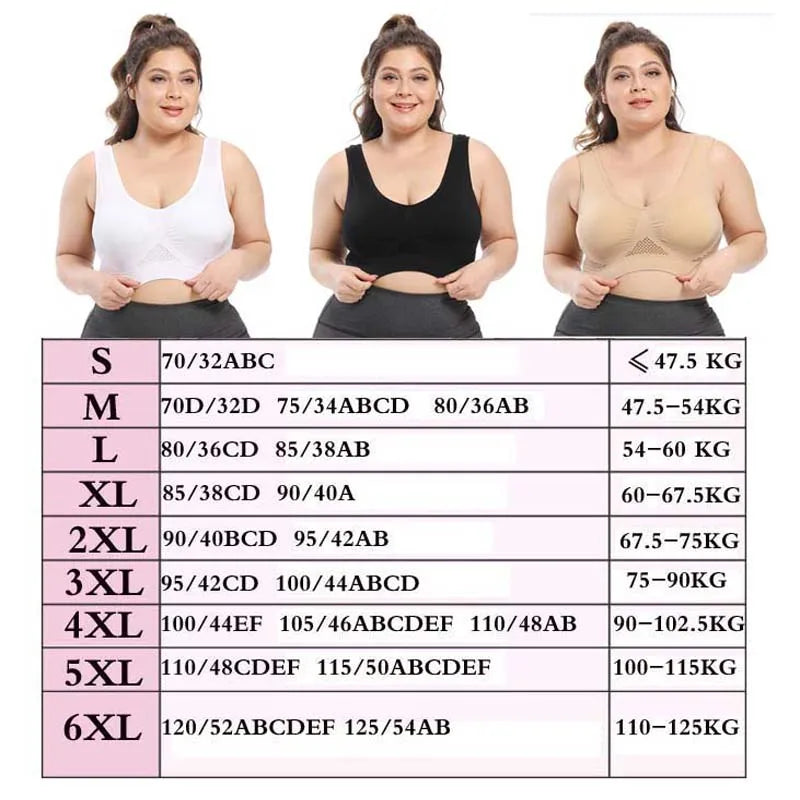 NEW Arrivals 3PCS Set M-5XL Lot Sports Bra Women's Intimates With Pads Plus Size Bras For Women Active Brassiere Push Up Big Size Yoga Sports Vest Wireless BH 5XL