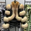 NEW Arrivals 8 Colors 100% Real Sheep Leather Croco Pattern Women's Jacket Natural Fur Trim Luxury Leather Fur Outerwear Coat Winter Warm Coats for Night Clubwear Evening Party Luxury Jackets Women Winter Apparel Supplies.