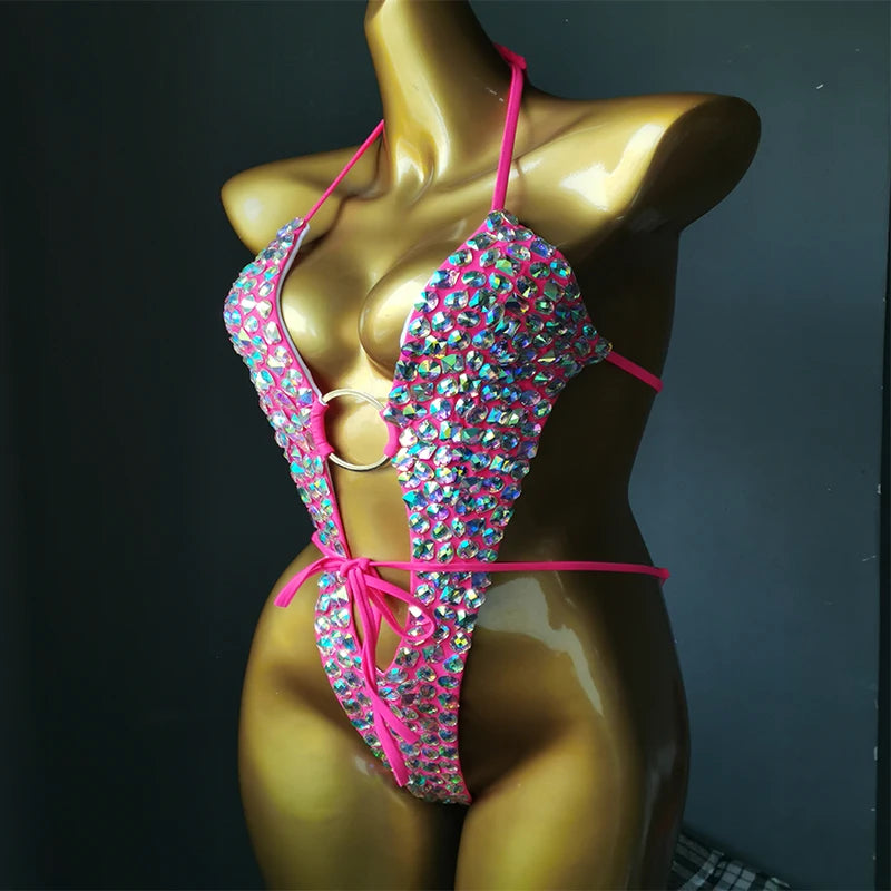 NEW Arrivals Women Female Luxurious Rhinestones Diamonds Bikini Sexy Ladies Swimwear Bathing Suit Bling Stones Luxury  Beachwear