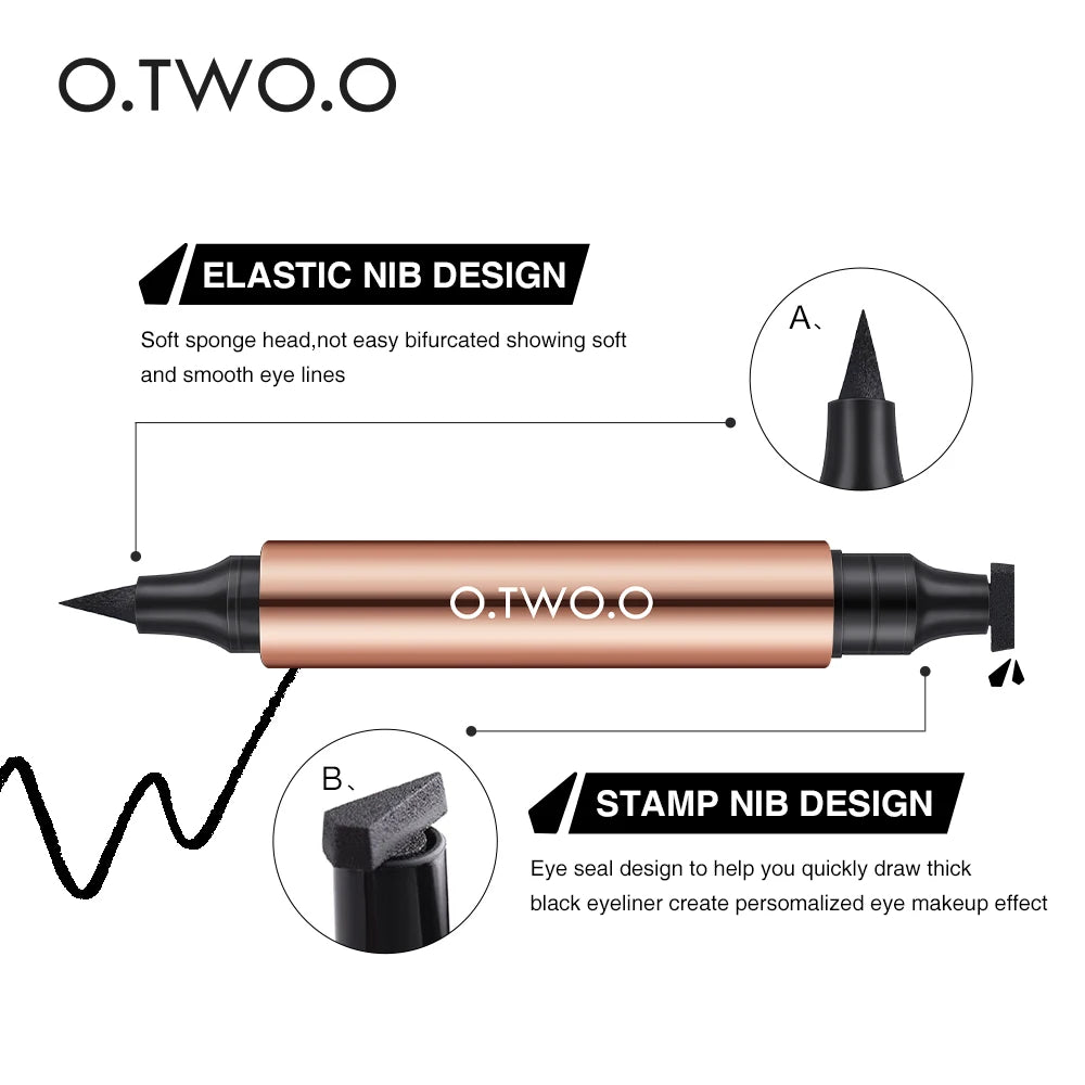 O.TWO.O 8pcs Liquid Eyeliner Stamp Black Eyeliner Pencil Long-lasting Waterproof Easy to Wear Cosmetics Makeup for Eyes