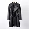 Boutique Gala HOT SALE Real Leather Coats M-3XL Black/Brown Color Women Winter Warm  Outwear Long Belt Windproof Luxury Coat Leather Formal Trench Coat Ladies Luxury Apparel Supplies