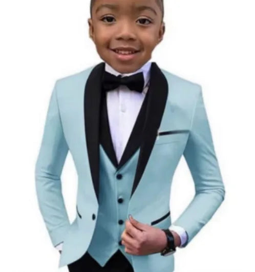 3 PCS Set 8 Colors Boys Luxury Suit Blazer Vest Pants Jacket Gentleman Clothes Sets 3-16T Kids Wedding Guest Evening Prom Birthday Party Formal Clothing Wedding Suits Children Luxury Apparel Supplies
