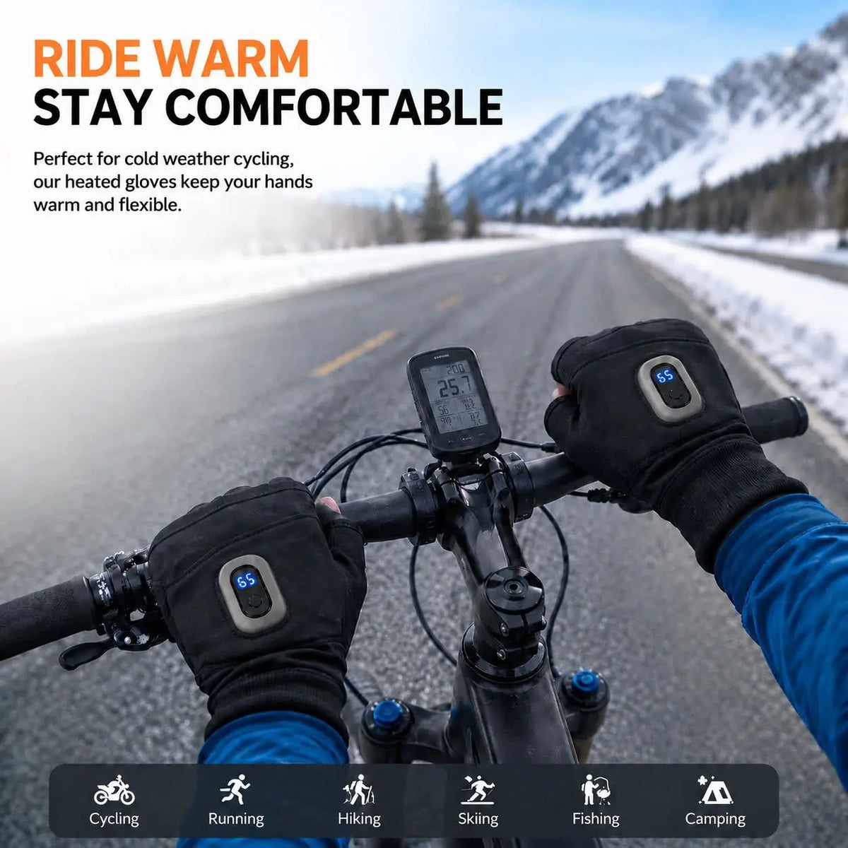 Newest Winter Electric Heated Gloves Heating Gloves Warm Heating Touch Screen Skiing Cycling Gloves Fingerless Gloves for Men Women