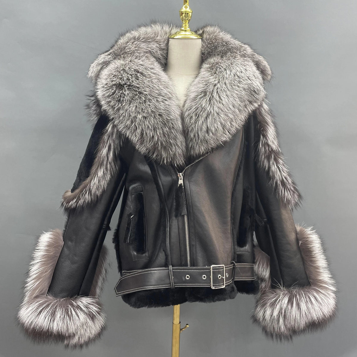 BEST PRICE S-2XL 8 Colors or Custom Color Design Natural Fox Fur Trim Coat Big Real  Fox Fur Collar Hooded Outerwear Jackets Women Sheepskin Leather Shearling Jacket Ladies Luxury Apparel Supplies