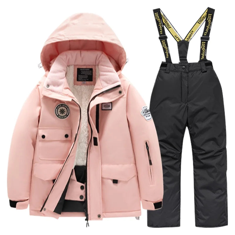 BEST PRICE 2 PCS Set Children's Girls Boys Top Quality Waterproof Ski Jacket + Pants Kids Snowboard Suit Snow Wear Ski Clothes for Kids Ski Suit Ski Clothing