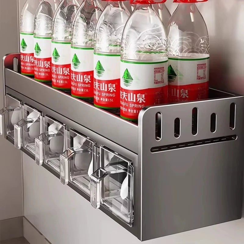 Wall Mounted Canned Food Storage Rack Kitchen Utensils Organizer Bottle Shelf Spice Knife Storage Racks Home Kitchenware Tools Set Cooking Accessories
