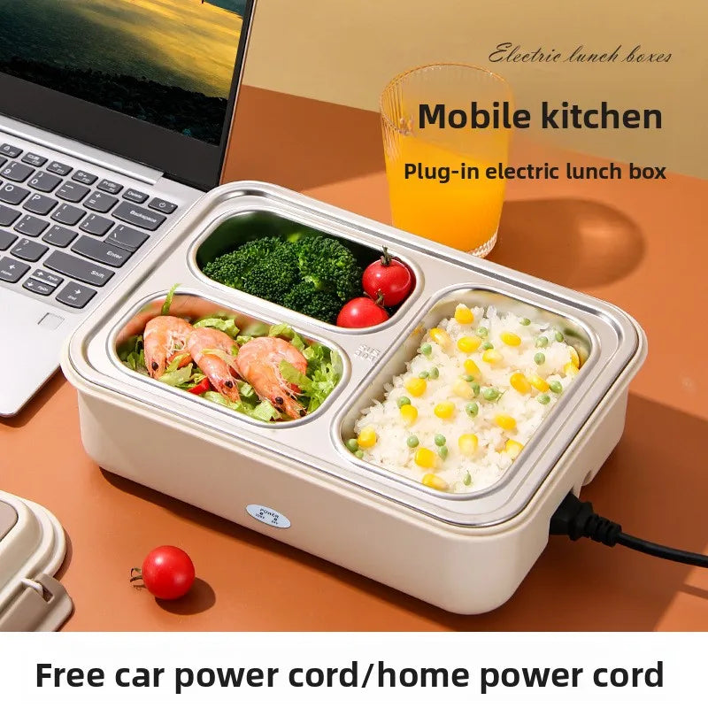 Outdoor Travel Camping Beach Office Students Electric Heating Lunch Dinner Box 304 Stainless Steel Inner Liner - Constant Temperature Lunch Box for Portable Food Heating Storage