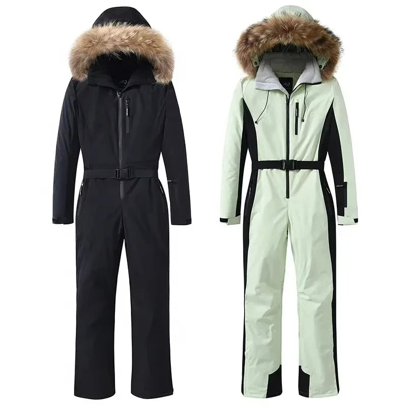 8 Colors S-2XL Customizable Size Professional Alpine Skiers Fur Hooded Women's Slim Ski Pants Waterproof Breathable Windproof Winter Outdoor Mountain Snowboard Insulated Clothes