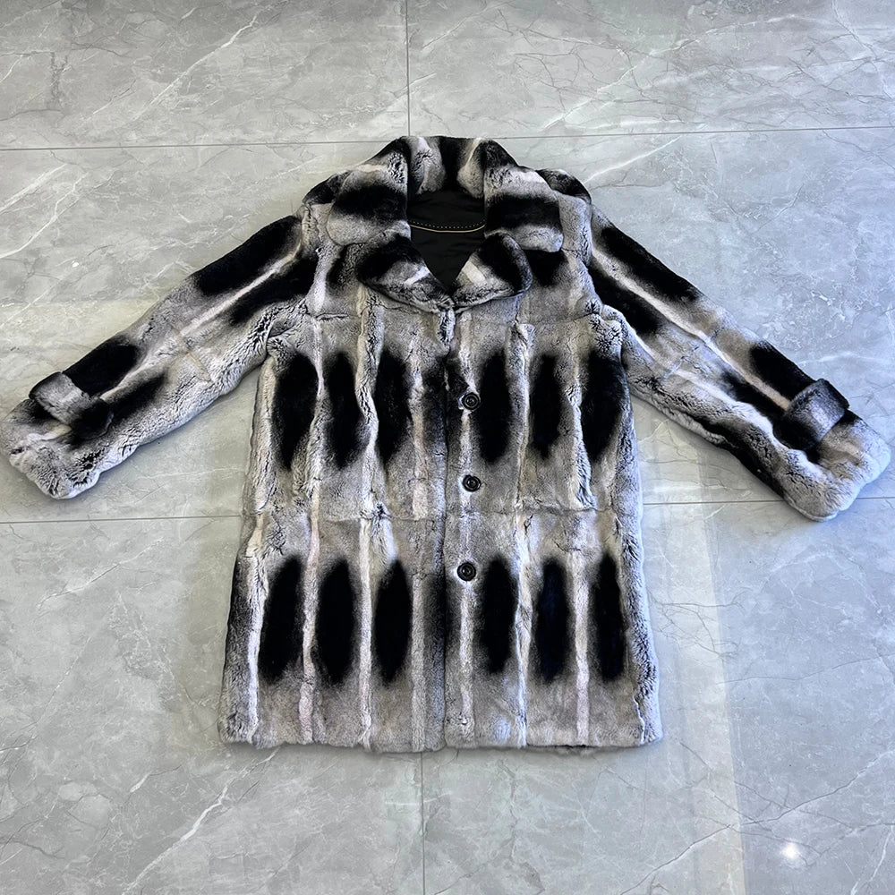 Boutique Gala HOT SALE (Few Units Left) S-3XL Plus Size Men's Original Chinchilla Coats Genuine Luxury Mink Fur Coat Thick Warmer Cold Winter Real Fur Lover Grey Black Rex Rabbit Chinchilla Fur Coat Gentleman Luxury Apparel S