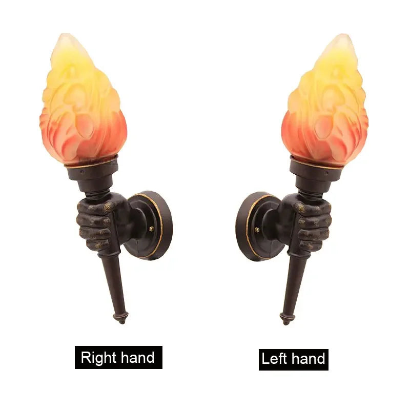 Medieval Castle Lamps Art Creative Aluminum Torch Hand Gothic Wall Lamp Outdoor Light Garden Yard Porch Living Room Bedroom Stair Aisle Corridor Lights