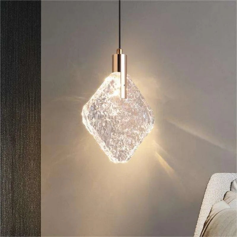 Home Villa Italian Modern Minimalist Exquisite Square Bedroom Living Room Transparent Crystal Chandelier Art Popular Bedroom Bedside LED Pendant Lights Home Lighting Supplies