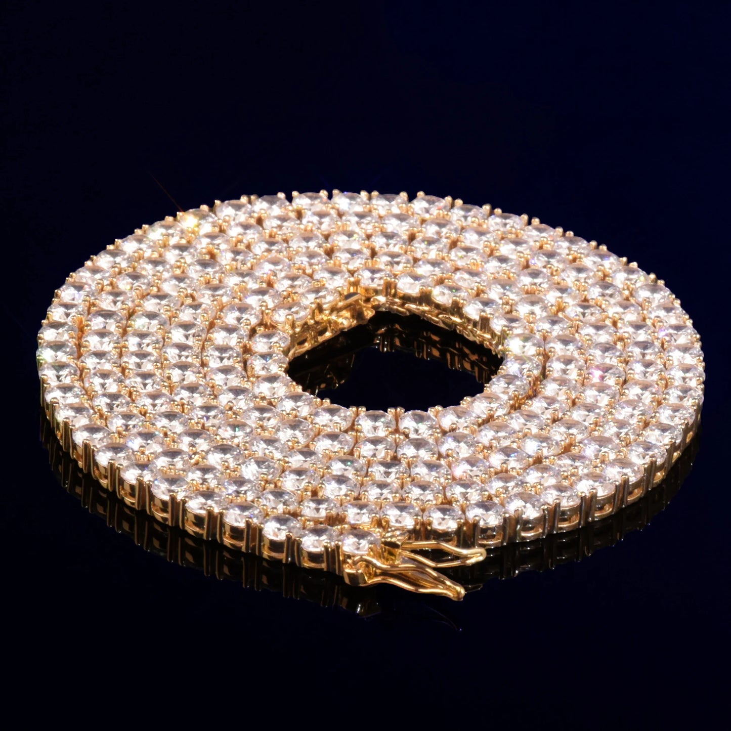 Luxury Gold Color Chain 4mm 5mm 6mm One Row Zircon Necklace Link For Men Women Hip Hop Jewelry Accessories