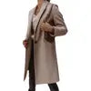 8 Colors S-3XL Women's Autumn Winter Fashion Top Quality Solid Coat Polo Mid Long Button Woolen Coat Single Button Pocket Trench Coat Outerwear Warm Windproof Jackets Ladies Winter Clothing Supplies.