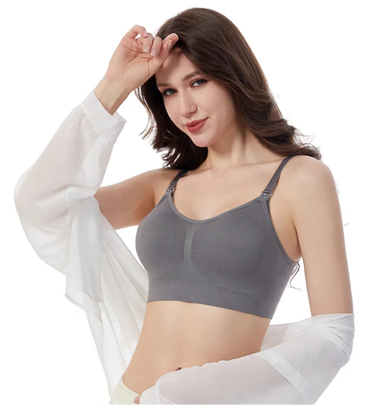 12 Colors S-4XL Plus Size  Non-Underwire Double Seamless Lactation Bra Postpartum Breast Feeding Underwear with Removable Breathable Breast Pad Women's Underwear