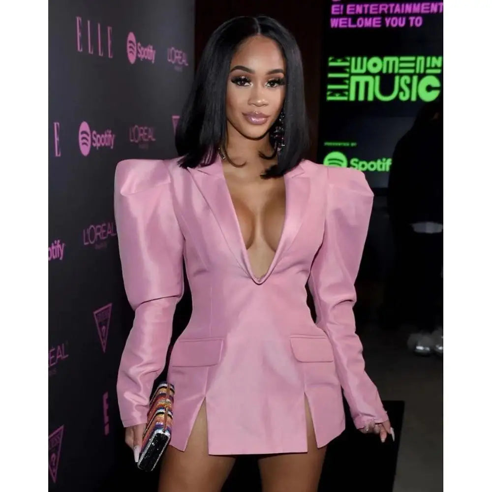 NEW Arrivals Big Size 6 Colors Spring Autumn  African Luxury Blazer Women Mini Sexy Club Wear Notched Collar Long Sleeve V-Neck Evening Night Party Wedding Birthday Celebrities Dress Blazer