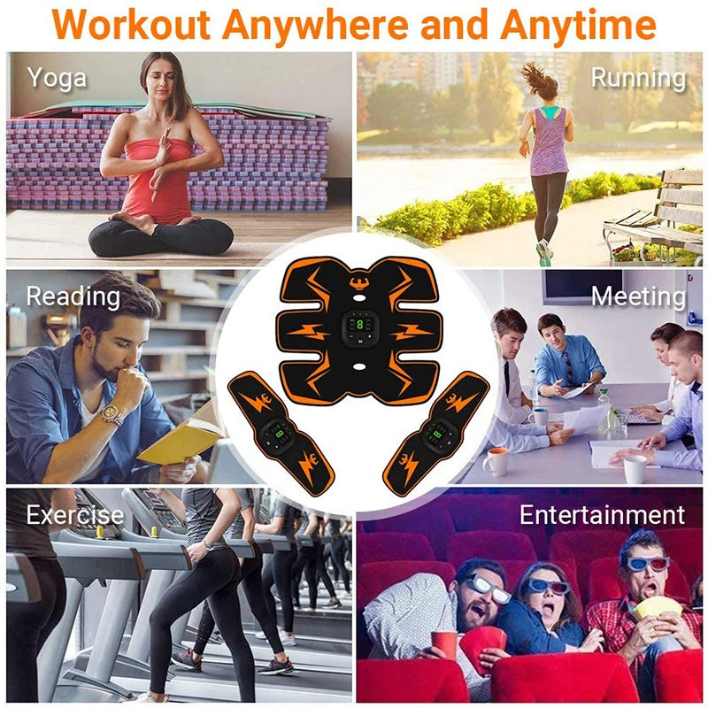 Smart EMS Wireless Muscle Stimulator Full Set Fitness Trainer Abdominal Training Electric Weight Loss Stickers Body Slimming Massager Sports Accessories Women Men Health Care Supplies