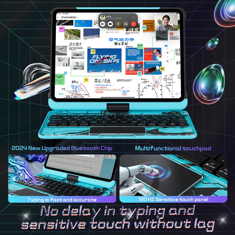 360 Rotating Transparent Magic Keyboard Case for iPad Pro 11-inch & Air 4/5/6 with RGB Backlit US Layout