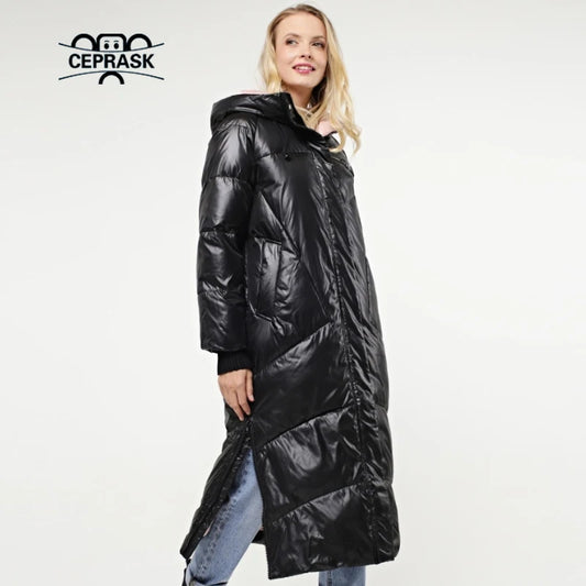 Plus Size High Quality Very Long Parka Women's Winter Down Jacket Puffer Warm Quilted Coat Hooded Female Fashion Outwear
