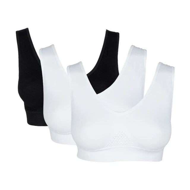 NEW Arrivals 3PCS Set M-5XL Lot Sports Bra Women's Intimates With Pads Plus Size Bras For Women Active Brassiere Push Up Big Size Yoga Sports Vest Wireless BH 5XL