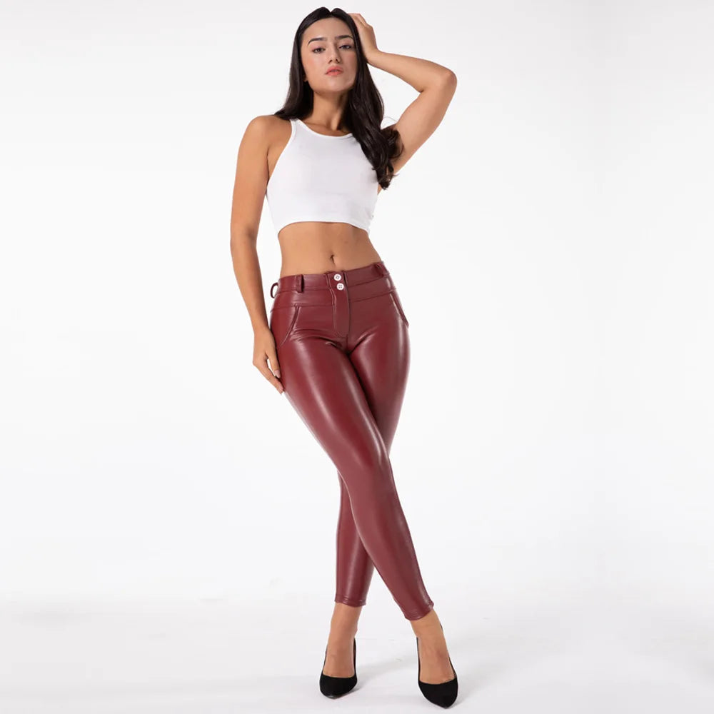 Low-Price Sales are Limited S-3XL Plus Size Women Female Compression Leggings Night Clubwear Streetwear Evening Party Trouser Red Leather Pants Sexy PU Leather  Trousers Workout Tights Girls Ladies Luxury Fashion Clothing Sup