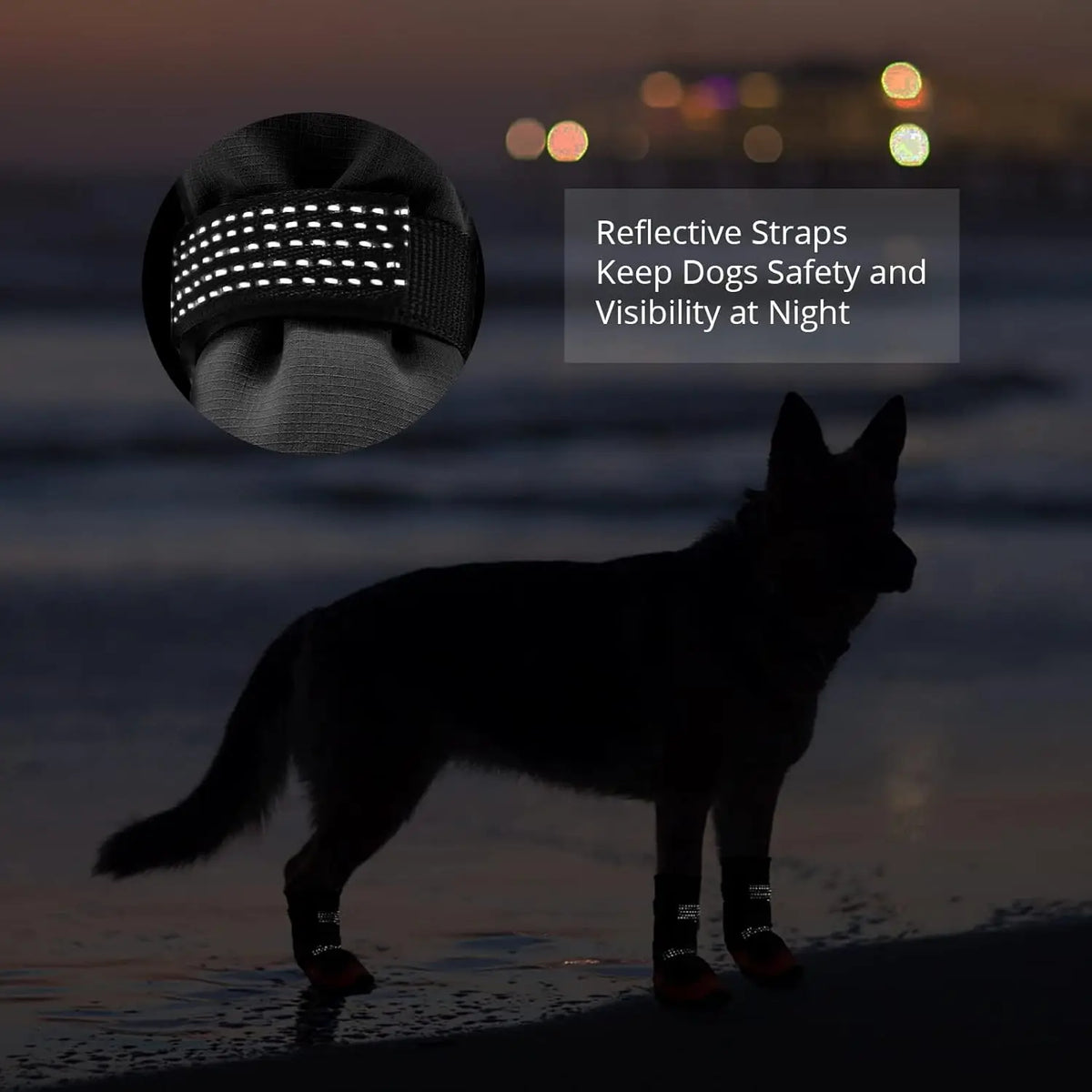 4 PCS Set 4 Colors Pet Dog Waterproof Soft Boots  Adjustable Reflective Straps Anti-Slip Dog Warm Shoes Snow Rain Protection Boots Pets Apparel Accessories