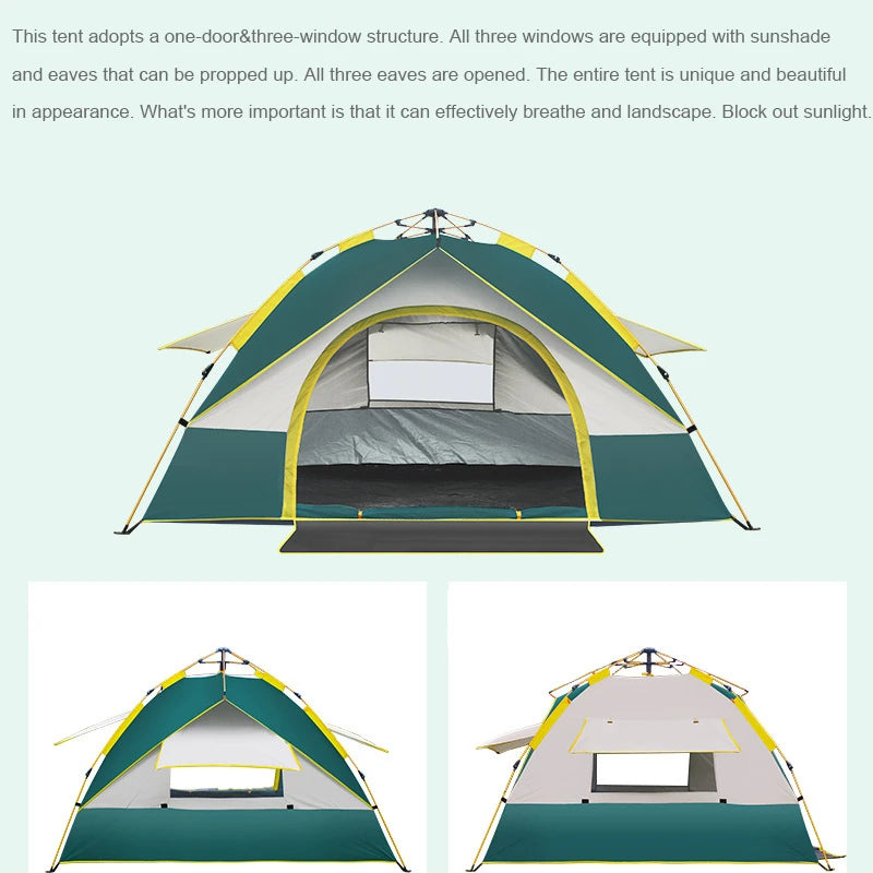 NEW 1-2-3-4 Person Travel Family Rainproof Windproof 1-4 Person Fully Automatic Tent Camping Sunshade Awning  Shelter Beach Easy Open Hiking Tents