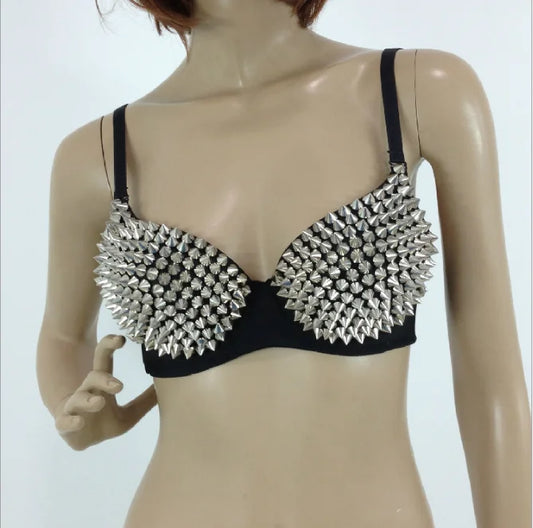 NEW Arrivals 8 Colors/Patterns Luxury Bras Women Party New Punk Rave Dance Push Up Bra Nightclub Costumes Bras Bralette Large  Rhinestone Decoration Black Girls Luxury Tops Apparel Supplies