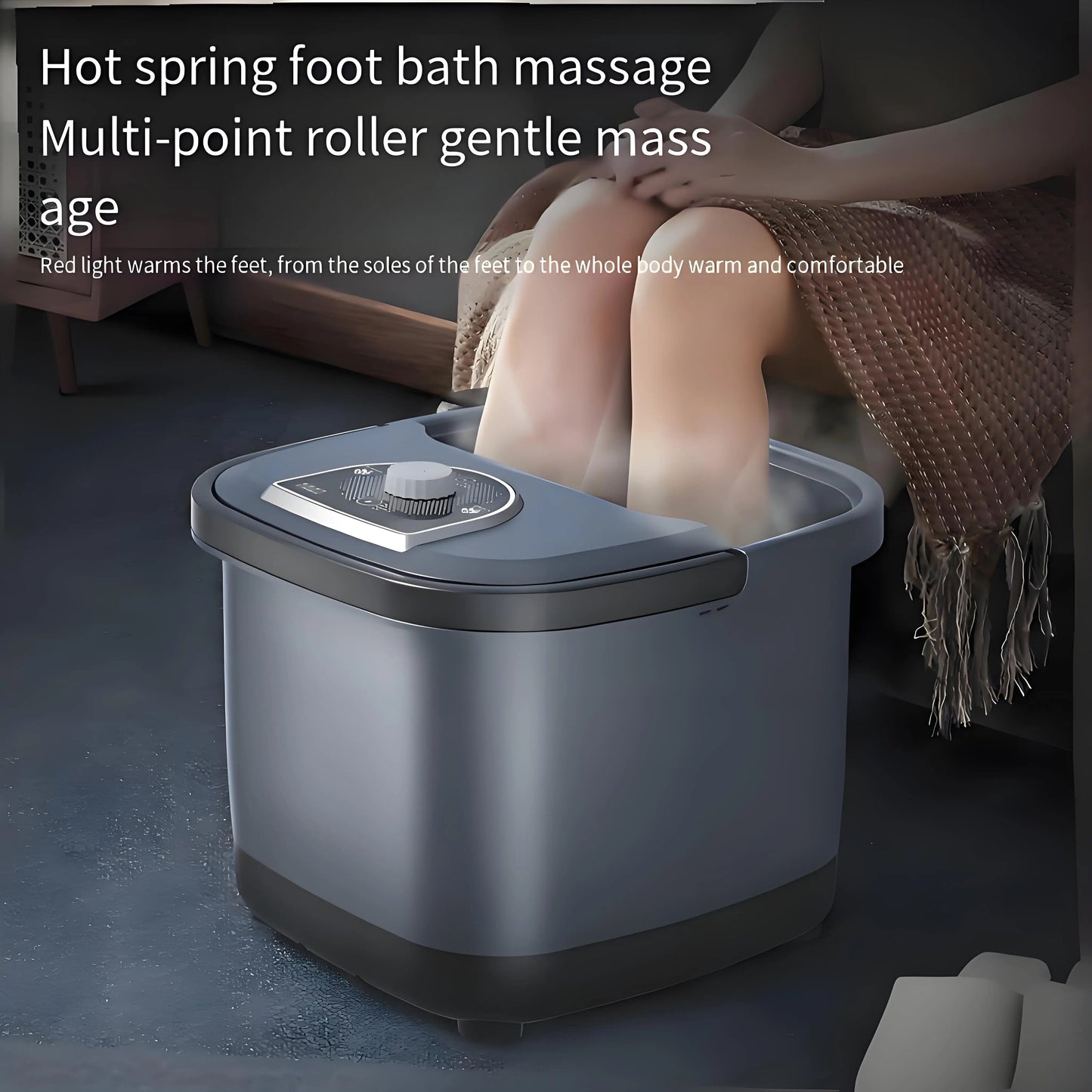 Household Electric Foot Bath Tub with 10 Auto Massage Rollers Constant Temperature Heating Deep Foot Spa Soak Massager