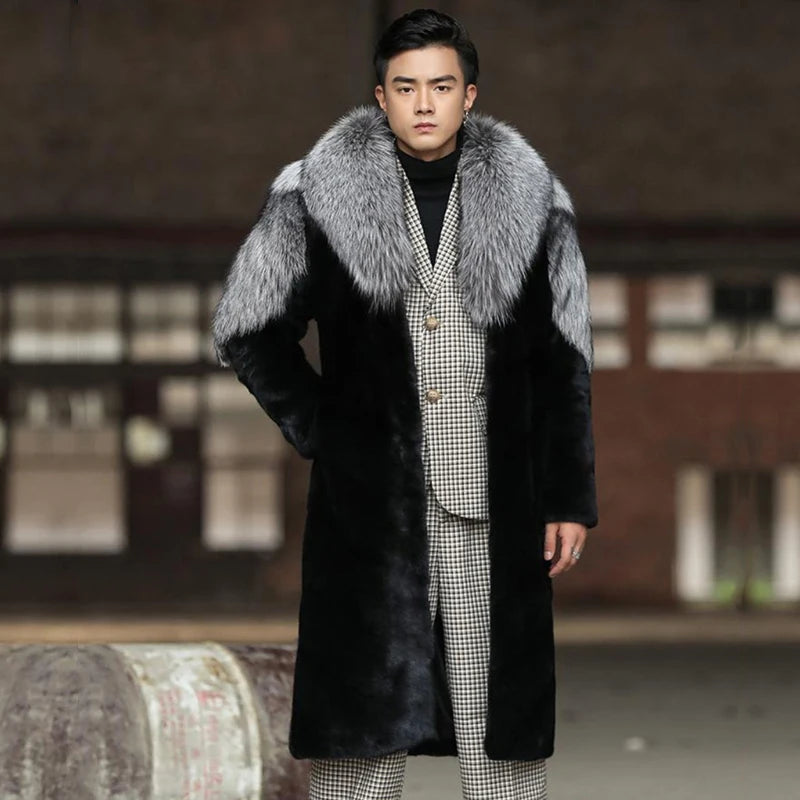 Low-Price Sales are Limited NEW PLUS SIZE S-6XL Luxury Men's Mink Coat Winter Warm Snow Outerwear Evening Nightclub Party Long Trench Coat Fur Husband Boyfriend Lover Gifts Men Male Luxury Fashion Apparel Supplies Clothing Pr