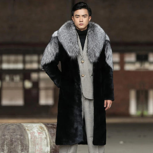 Low-Price Sales are Limited NEW PLUS SIZE S-6XL Luxury Men's Mink Coat Winter Warm Snow Outerwear Evening Nightclub Party Long Trench Coat Fur Husband Boyfriend Lover Gifts Men Male Luxury Fashion Apparel Supplies Clothing Pr