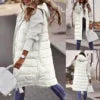 10 Colors S-5XL Plus Size Women's Autumn Spring Solid-Color Hooded Single-Button Mid-Length Cotton Long  Vest Coat Cardigan Outerwear Top  Fashion Women Casual Apparel Supplies