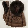 BEST PRICE 15 Colors European High End Winter Hoodie Warm Midi Length Large Real Natural Silver Red Fox Fur Thick Bubble Coats Down Coat Snow Outerwear Parkas Jackets Women Winter Apparel Supplies