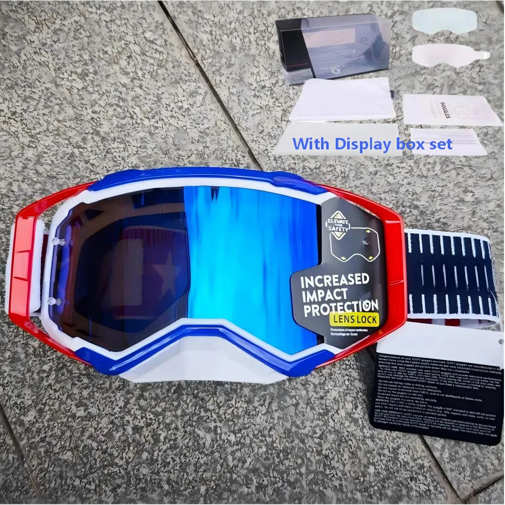 NEW American Motocross Motorcycle Top Quality Professional Goggles Halley Riding Eyewear Windproof Sports Glasses with Display Box Set