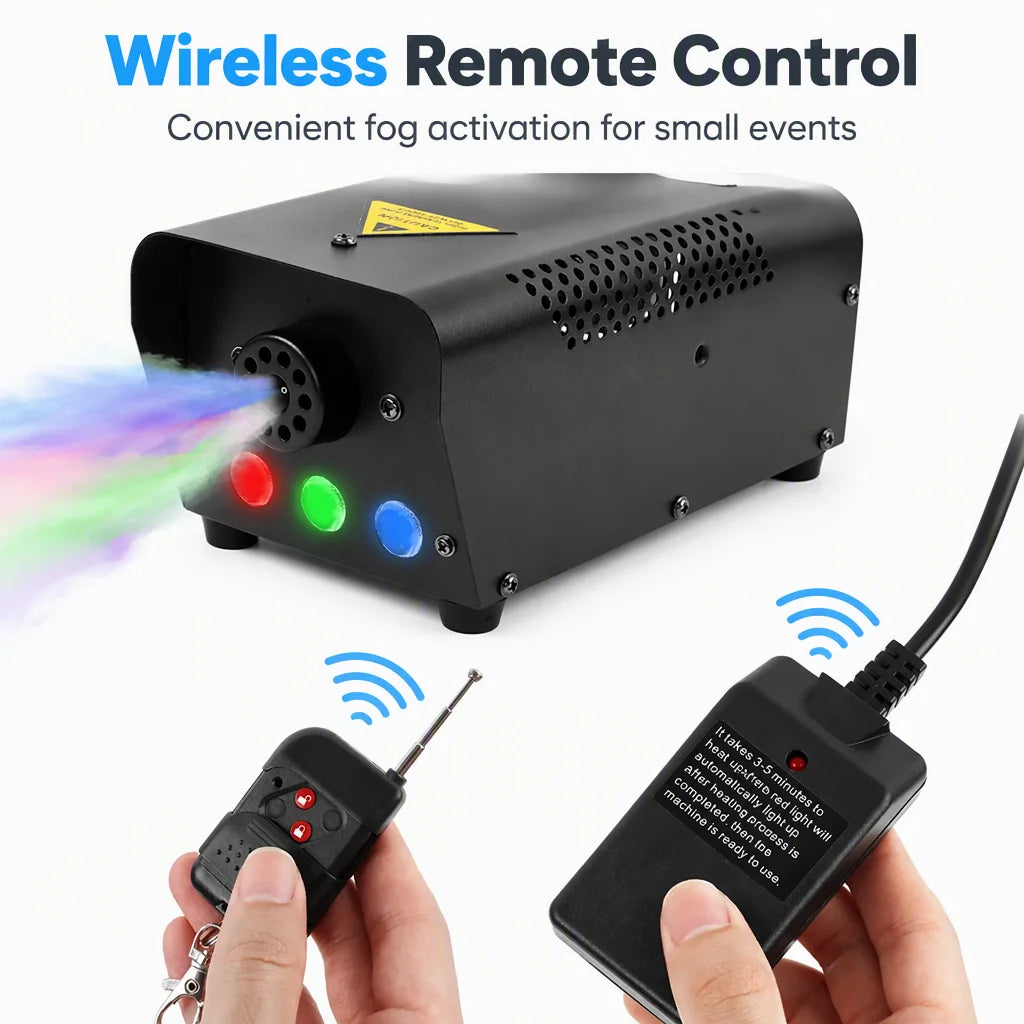 NEW Arrivals Professional Mini 500W LED Electric Wireless Remote Control Fog Machine R/G/B Stage Party Bar Wedding Birthday Party Special Events Smoking Machine