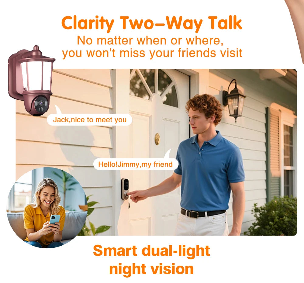 NEW Arrivals Home Villa 3MP Latest Light Control Ai Smart Phone Wi-Fi Camera Sound Alarm Wireless Security CCTV Floodlight with Two-Way Audio AI Functions Home Security Supplies